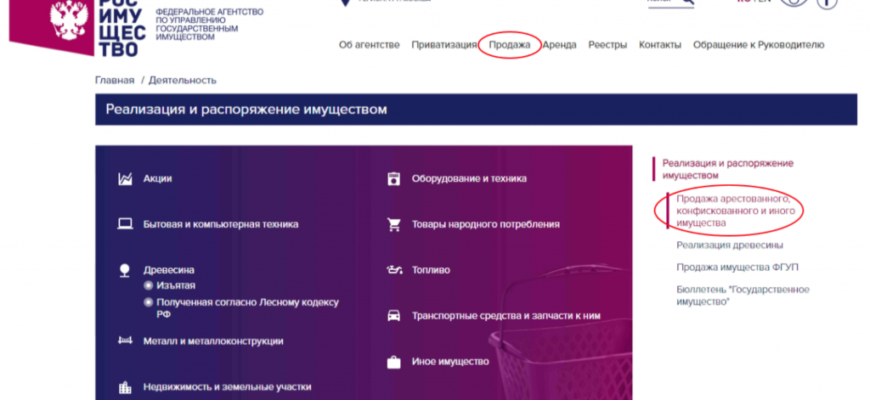 Росимущество продажа арестованного имущества